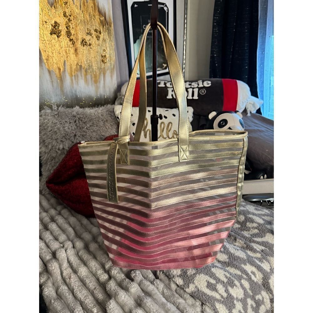 Victorias secret ombre pink gold beach/shopper tote bag